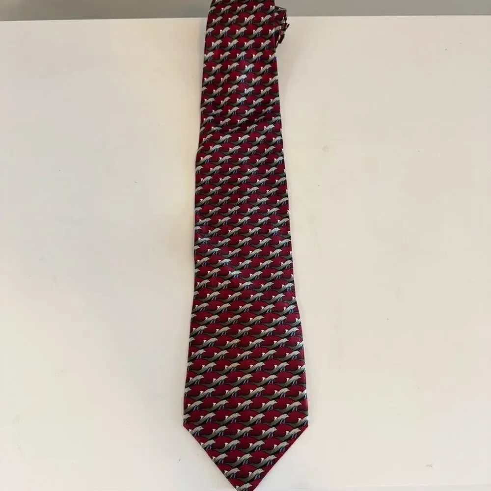 Dolphin The Nature‎ Conservancy Men's Burgundy Adjustable Silk Pointed Neckties